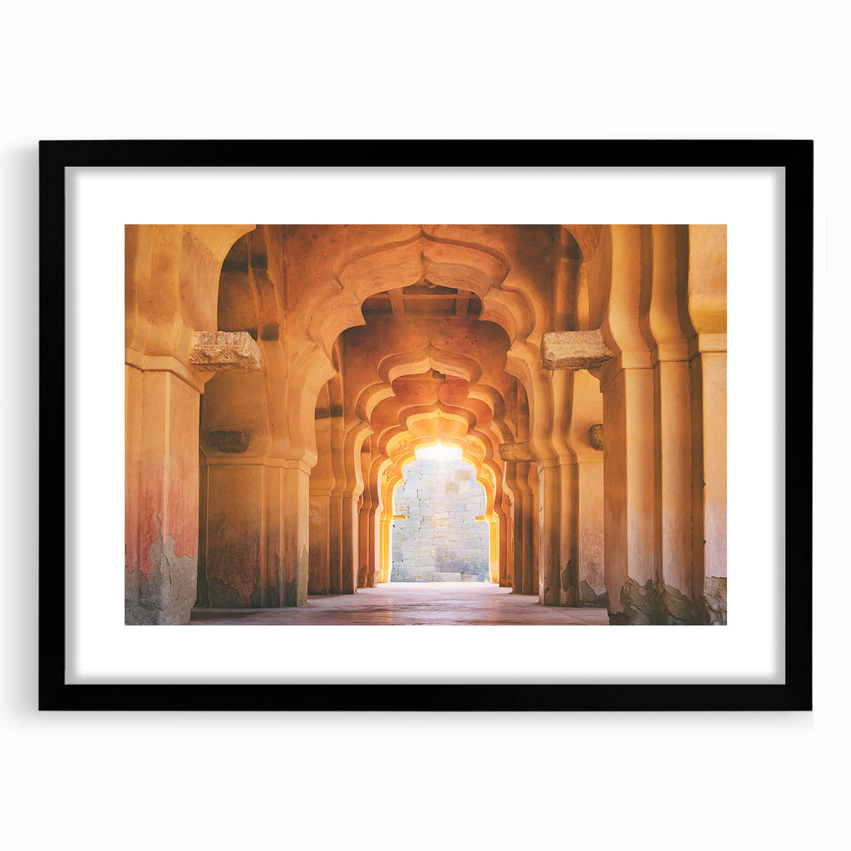 Extra large abstract art print of a colorful, textured Indian landscape on a framed canvas, suitable for living room decor.