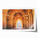 Extra large rolled print of Indian scenery with floral elements in muted earth tones, ideal for art wall dining room.