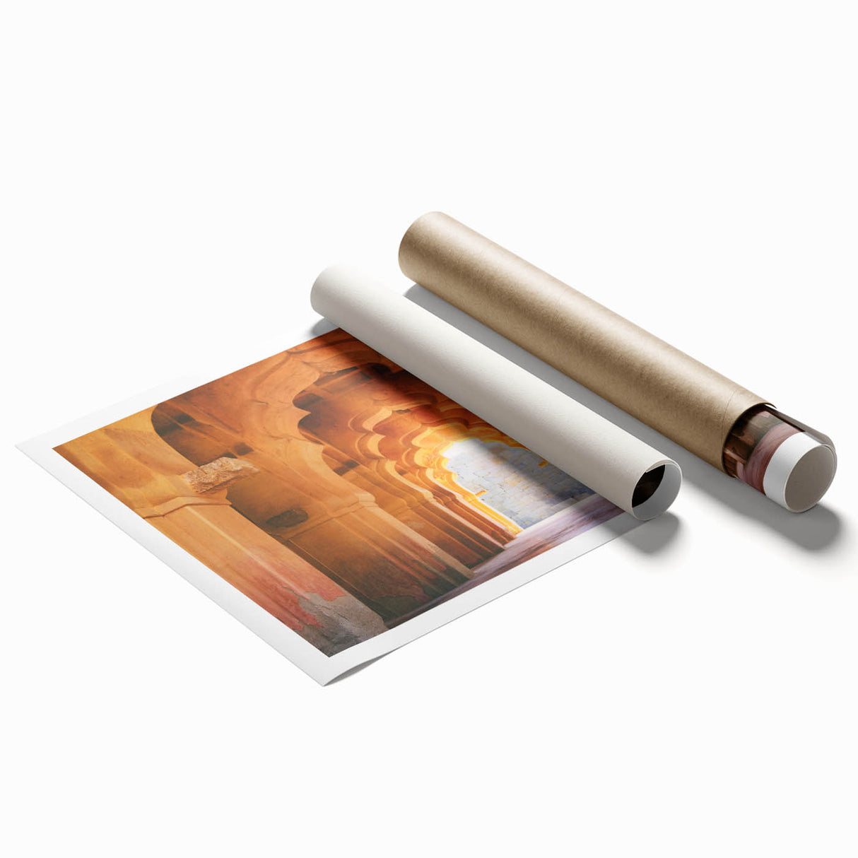 Extra large rolled print of a floral scene in India, using soft pastel shades, ideal for classy bathroom wall art.