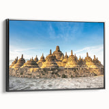 Black and white landscape art painting of an Indonesian scenery on framed canvas, ideal for bedroom wall decor.