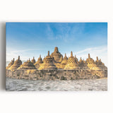 Black and white photograph of Indonesian landscape on large stretched canvas, suitable for kitchen wall art.