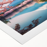 Art deco poster of Kyoto scenery in muted earth tones on rolled canvas, suitable for dining room wall art.