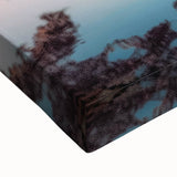 Large art of a black and white Kyoto landscape on stretched canvas, suitable for bedroom wall decor.