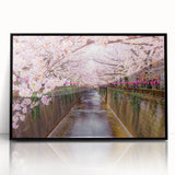 Large abstract wall art depicting a stylized Japanese landscape in muted black and gray tones on framed acrylic.