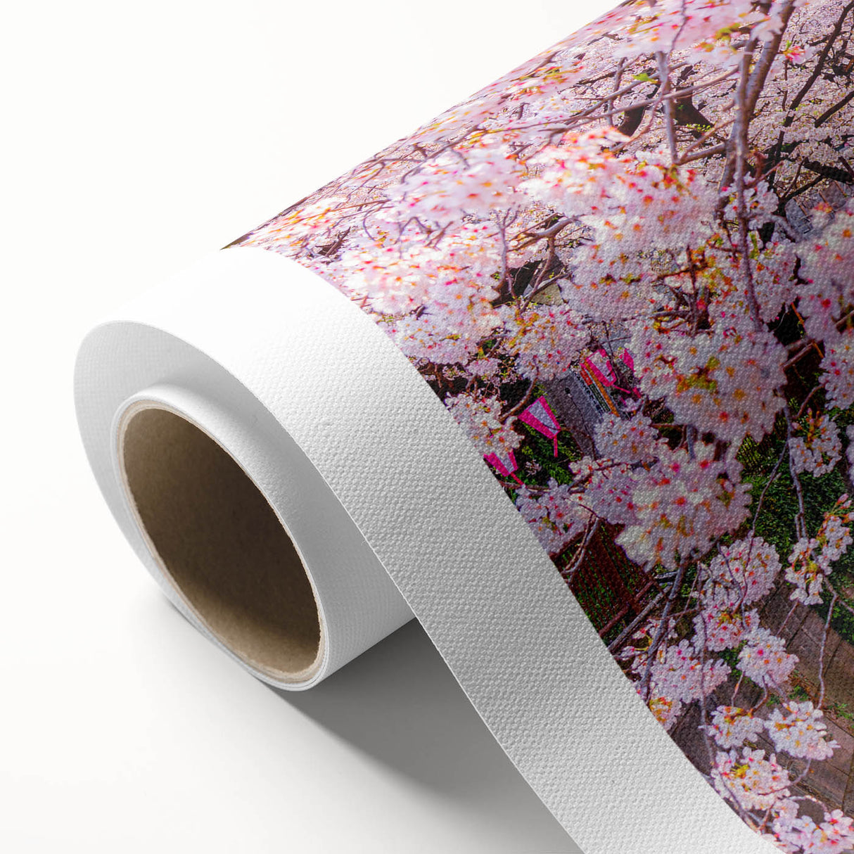Art deco poster of a serene Japanese landscape on rolled canvas, ideal for nursery wall art.
