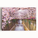 Large black and white ink-style print of a Japanese landscape on stretched canvas, ideal for kitchen wall art.