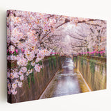 Large canvas print of a serene Japanese landscape in muted green and blue tones, suitable for kitchen wall art.