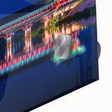 Large abstract wall art featuring a mid-century modernist Korean scenery in muted earth tones on acrylic glass.