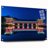 Acrylic glass print of a Korean landscape in muted earth tones, suitable for bedroom or dining room decor.