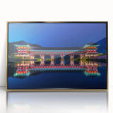 Framed acrylic print of a serene Korean landscape in muted earth tones, ideal for modern art wall decor.