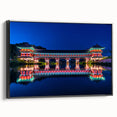 Black and white framed canvas depicting a vintage Korean landscape, ideal for bedroom wall art.