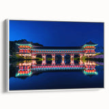 Vintage poster art of a scenic Korean landscape on framed canvas, featuring vibrant colors, ideal for living room decor.