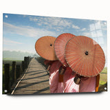 Acrylic print of a Laos scenery in muted earth tones, ideal for dining room decor.