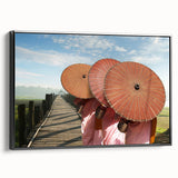 Black and white landscape art painting of a Laos scenery on framed canvas, suitable for bedroom wall decor.