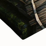 Large art of a black and white Laotian landscape on stretched canvas, ideal for bedroom wall decor.