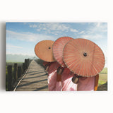 Black and white photograph of Laos scenery on stretched canvas, ideal for kitchen wall art.