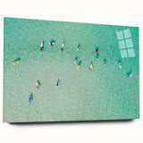 Large abstract wall art featuring vibrant hues and patterns on acrylic glass, suitable for bedroom or dining room decor.