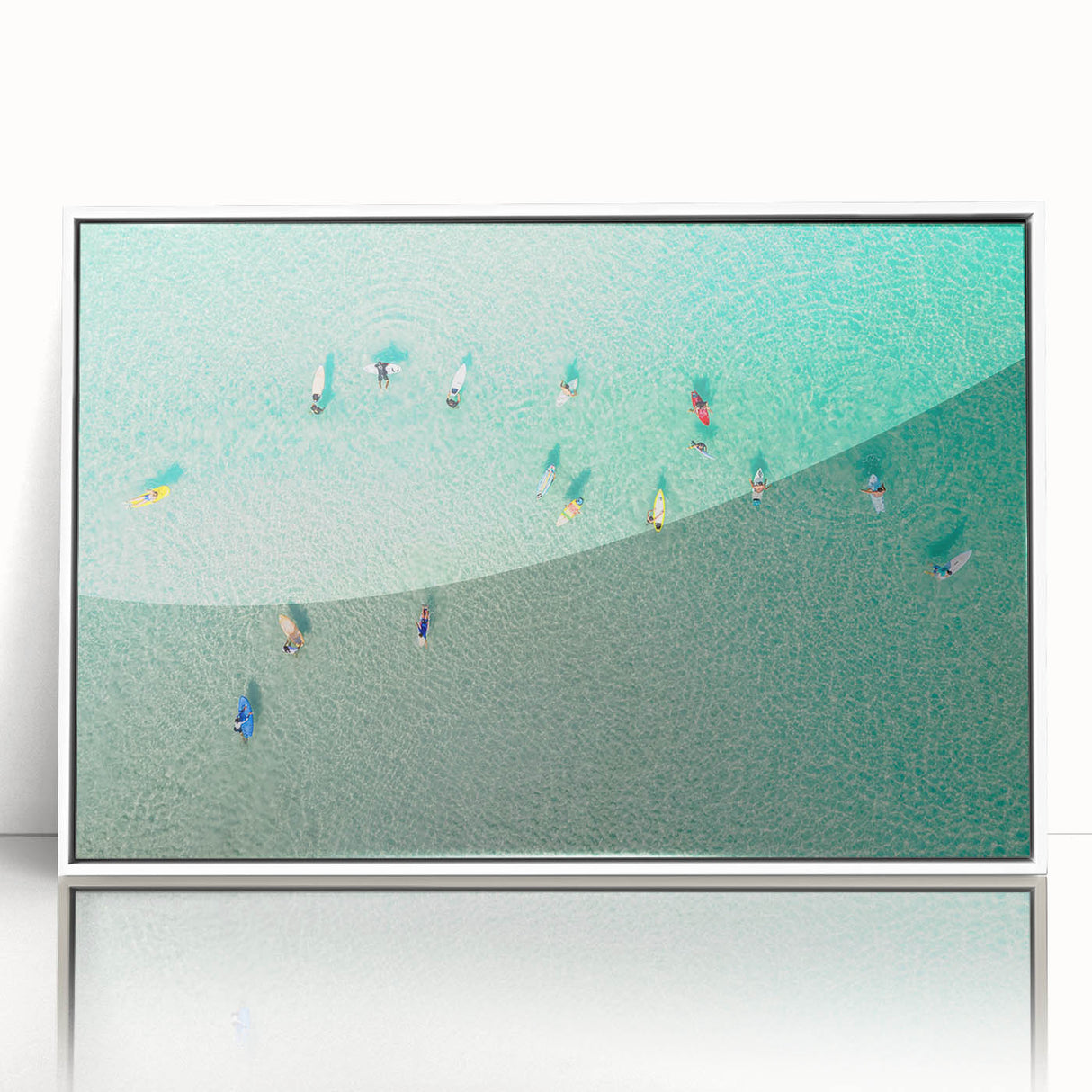 Acrylic print of a Malaysian landscape with soft pastel shades, framed in white, suitable for modern art wall decor.