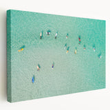 Large canvas print of a Malaysian landscape in muted green and blue tones, ideal for kitchen wall art.