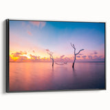 Black and white framed canvas of a Maldivian landscape, ideal for bedroom wall art.