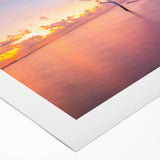 Art deco poster featuring a serene Maldives beach scene in pastel shades on rolled canvas, suitable for dining room decor.