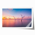 Extra large rolled print of a serene Maldivian beach scene, featuring soft blue and white tones.