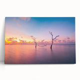 Black and white photo of Maldives scenery on large stretched canvas, ideal for kitchen wall art or bedroom ambiance.