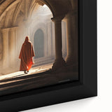 Extra large framed canvas featuring a textured, colorful Mongolian landscape in black with vibrant accents.