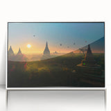 Acrylic print of a serene Myanmar landscape in muted earth tones, ideal for modern art wall decor.
