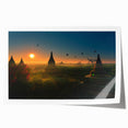 Extra large rolled print of a Myanmar landscape with lush greenery and traditional architecture.