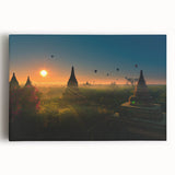 Black and white photograph of a Myanmar landscape on large stretched canvas, ideal for kitchen wall art.