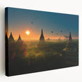 Large canvas print of a serene Myanmar landscape, featuring lush greenery and a tranquil river.