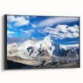 Black and white framed canvas of a Nepalese landscape, ideal for bedroom wall art.