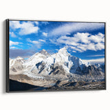 Black and white framed canvas of a Nepalese landscape, ideal for bedroom wall art.