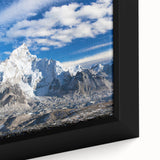Black wall art featuring a textured, colorful Asian landscape on a large framed canvas, ideal for living room decor.