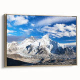 Framed canvas depicting a vintage-style landscape of Nepal in black and gold, ideal for bedroom wall art.