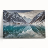 Black and white stretched canvas featuring a panoramic view of a Pakistani landscape, ideal for kitchen wall art.