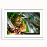 Abstract art print of a Philippine landscape in muted earth tones on a framed white mat, ideal for dining room decor.