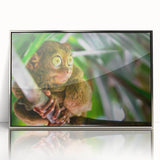 Mid-century modernist art depicting a serene Philippine landscape in muted earth tones on a framed acrylic print.