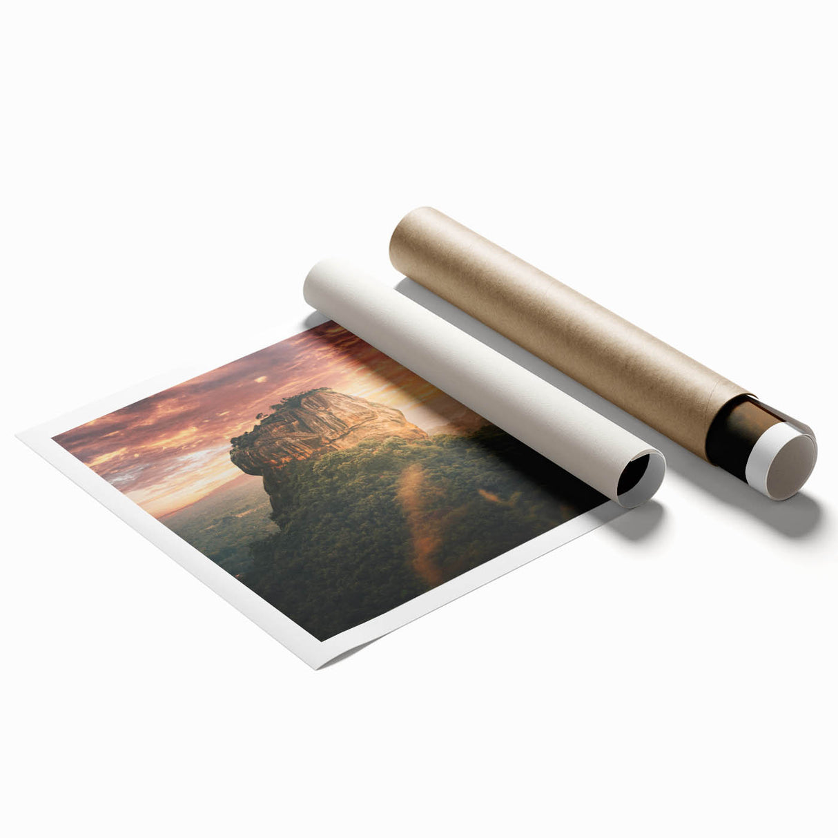 Extra large rolled print of a Sri Lankan landscape with vibrant greenery and floral elements.
