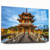 Large abstract wall art of a Taiwan scenery in muted earth tones on acrylic glass, ideal for bedroom or dining room decor.