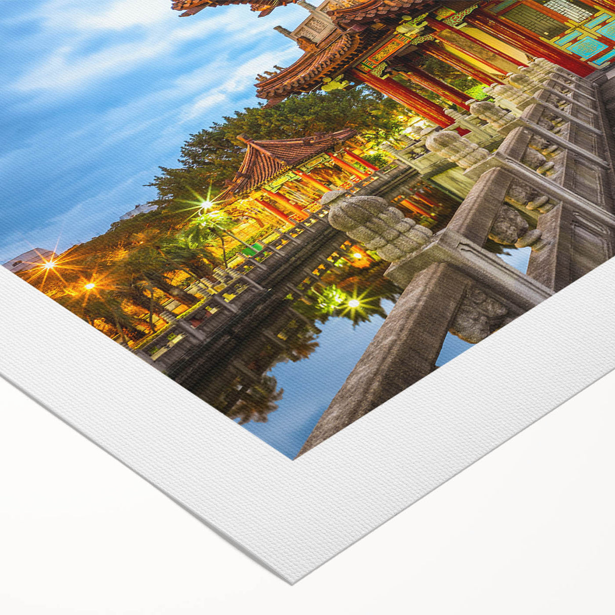 Art deco poster of Taiwan scenery in pastel shades on rolled canvas, ideal for dining room wall art.