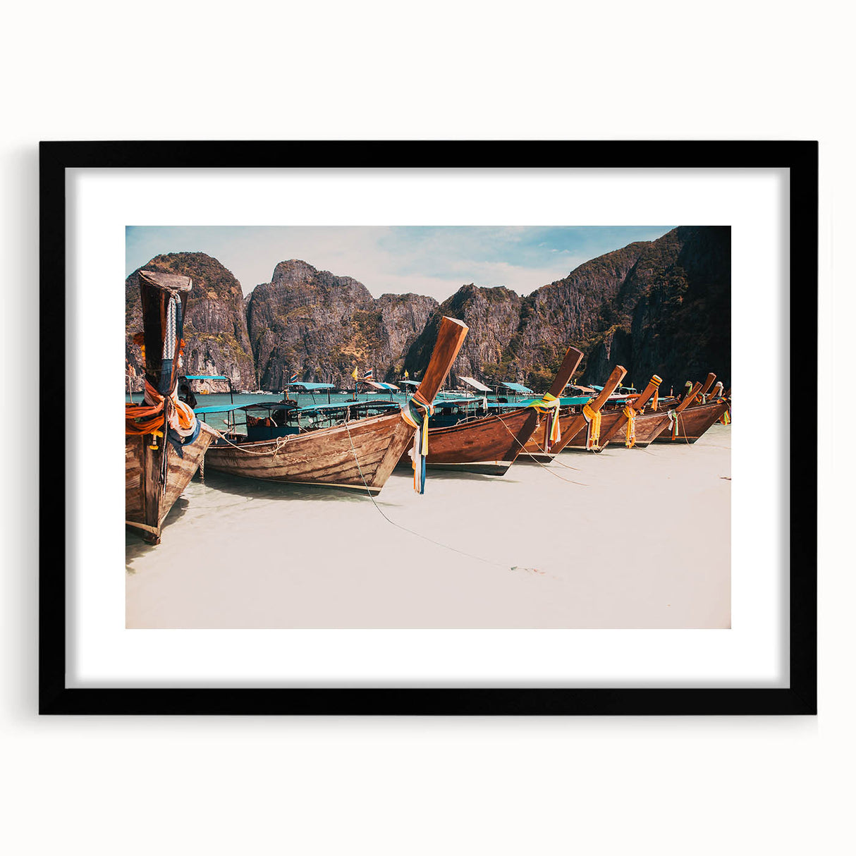 Extra large abstract art print of a vibrant, colorful Thai landscape on textured canvas, ideal for living room decor.