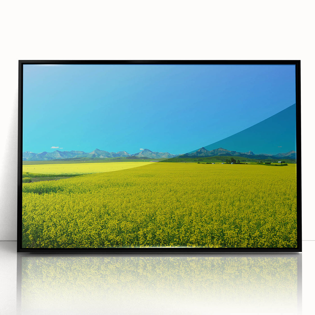 Large abstract wall art depicting Alberta, Canada scenery in muted earth tones on a framed acrylic print.