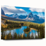 Large abstract wall art of British Columbia scenery in muted earth tones on acrylic glass.