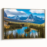 Framed canvas depicting a serene British Columbia landscape in muted earth tones, ideal for bedroom wall art.