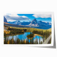 Rolled print of British Columbia scenery with lush green forests and mountains, ideal for art wall dining room.