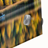Large abstract wall art of Manitoba scenery on acrylic glass, in muted earth tones, ideal for dining room ambiance.