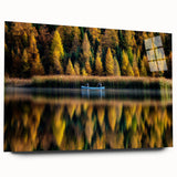 Large abstract wall art of Manitoba scenery in muted earth tones on acrylic glass, ideal for bedroom or dining room decor.