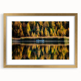 Extra large abstract art print of Manitoba scenery in textured gold frame, ideal for living room decor.